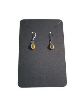 Yellow Glass Crystal Bead Dangle Earrings Hook Lightweight Jewelry Handmade Gift